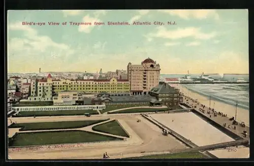 AK Atlantic City, NJ, Bird`s-eye View of Traymore from Blenheim Hotel