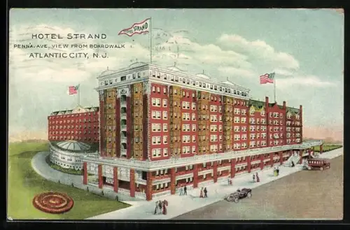 AK Atlantic City, NJ, Hotel Strand, Penna Ave., View from Boardwalk