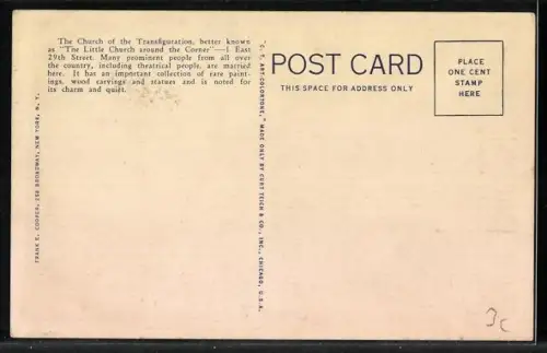 AK New York, NY, Church of the Transfiguration / The Little Church Around the Corner, Panorama