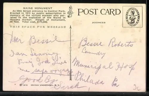 AK New York, NY, The Maine Monument, Central Park