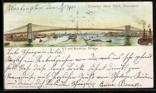 AK New York, NY, Brooklyn Bridge