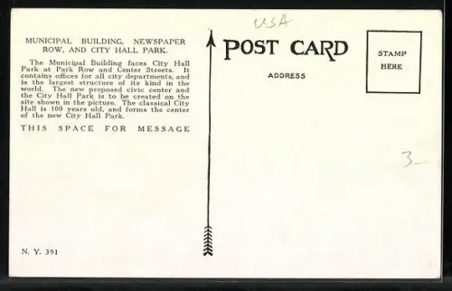 AK New York, NY, Municipal Building, Newspaper Row and City