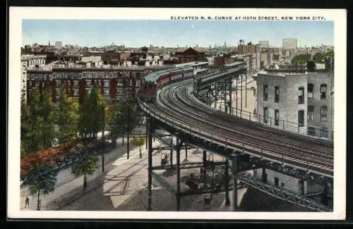 AK New York, NY, Elevated R. R. Curve at 110th Street
