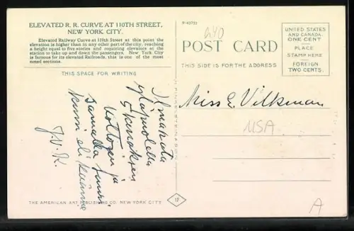 AK New York, NY, Elevated R. R. Curve at 110th Street