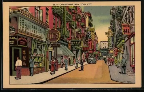 Künstler-AK New York, NY, Chinatown