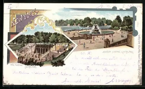 Lithographie New York, NY, The Terrace in Central Park