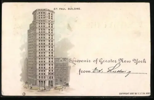 Lithographie New York, NY, St. Paul Building