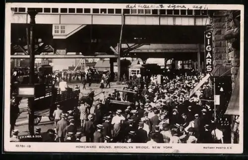 AK New York, NY, Homeward Bound on Brooklyn Bridge