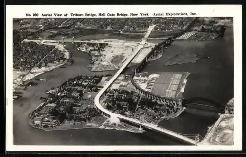 AK New York, NY, Aerial View of Triboro Bridge, Hell Gate Bridge