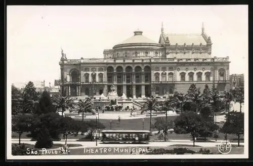 AK Sao Paulo, Theatro Municipal, Strassenbahn