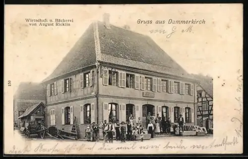 AK Dammerkirch, Gasthof u. Bäckerei von August Ricklin