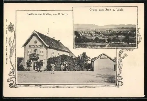 AK Sulz u. Wald, Gasthaus zur Station, Bes. E. North