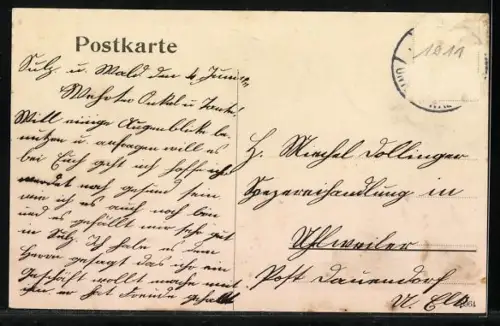 AK Sulz unterm Wald, Kaiser Friedrichstrasse mit Strumpffabrik