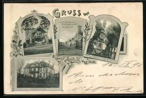 AK Sulz u. Wald, Hauptstrasse mit Bürgermeisteramt und Amtsgericht, Schloss Binder