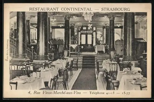 AK Strasbourg, Restaurant Continental, 4 Rue Vieux-Marché-aux-Vins