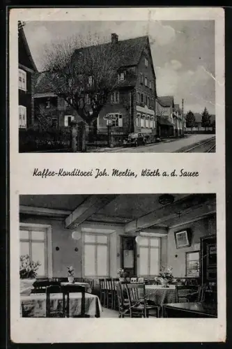AK Wörth a. d. Sauer, Kaffee-Konditorei Joh. Merlin