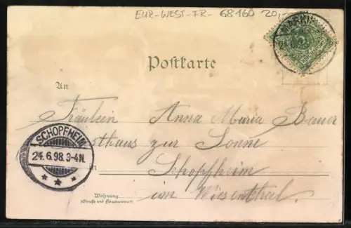 Lithographie Markirch a. M., Sanatorium, Eglise