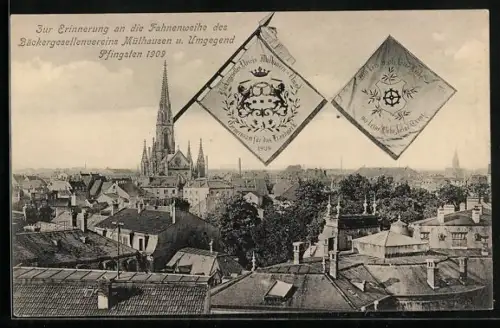 AK Mühlhausen, Fahnenweihe des Bäckergesellenvereins Pfingsten 1909