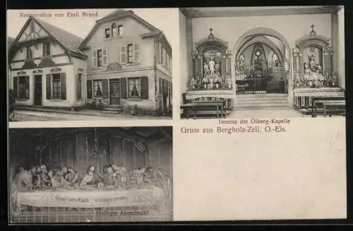 AK Bergholz-Zell /O.-Els., Restaurant von Emil Brand, Inneres der Ölberg-Kapelle