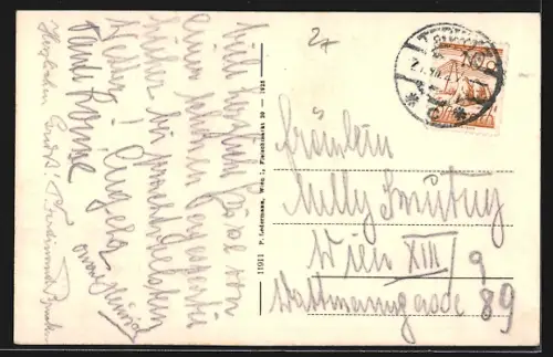 AK St. Johann am Steinfeld, Ortspartie mit Kirche