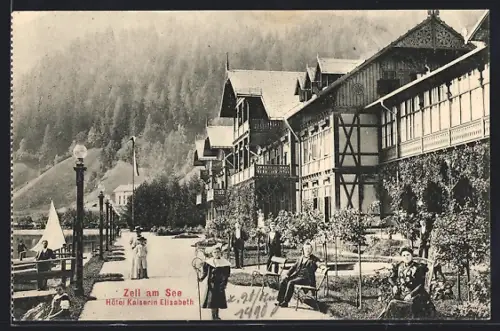 AK Zell am See, Ansicht am Hotel Kaiserin Elisabeth