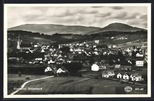 AK Gleisdorf /Steiermark, Teilansicht mit Kirche