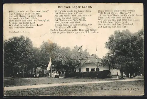 AK Brucker Lager, Strassenpartie mit Soldaten