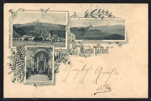 AK Maria Taferl, Ortsansicht, Inneres der Wallfahrtskirche