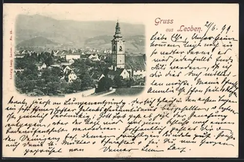 AK Leoben, Teilansicht mit Kirche