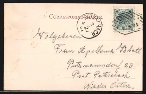 AK Kindberg im Mürzthal, Teilansicht mit Bahngleis