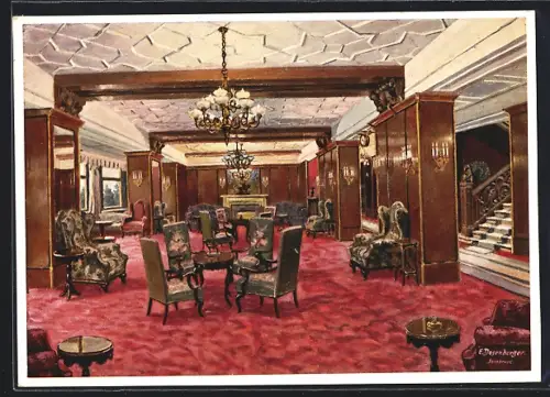 Künstler-AK Badgastein, Hotel Weismayr, Halle