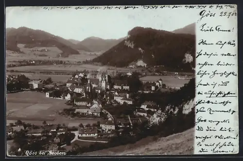 AK Göss bei Leoben, Ortsansicht mit Umgebung