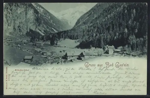 Mondschein-AK Bad Gastein, Kötschachthal aus der Vogelschau