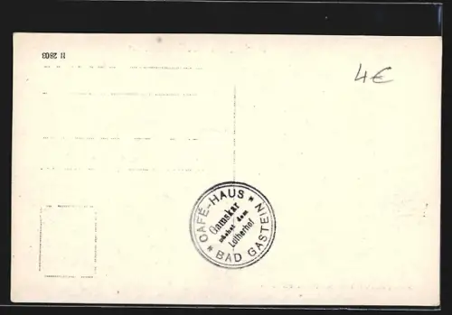 AK Badgastein, Café Gamskar mit Bergpanorama