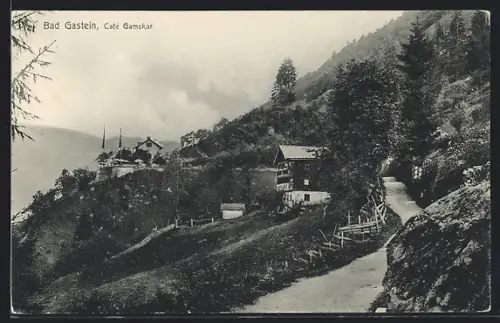 AK Bad Gastein, Café Gamskar mit Landstrasse