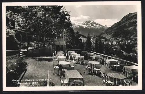 AK Badgastein, Gastwirtschaft Zur schwarzen Liesel, Gartenterrasse