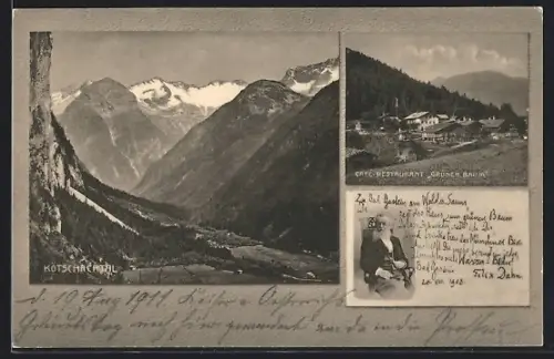 AK Badgastein, Gasthaus Grüner Baum, Blick in das Kötschachtal