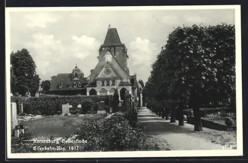 AK Korneuburg, Heldenkirche, Eisenbahn-Reg. 1917