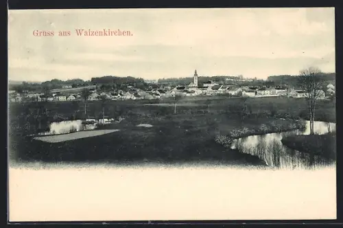 AK Waizenkirchen, Ortsansicht aus der Vogelschau
