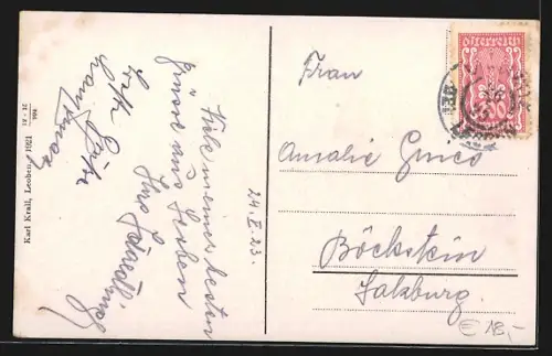 AK Leoben, Hotel Gärner mit Springbrunnen-Anlage