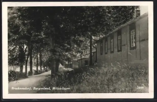 AK Bruckneudorf /Burgenland, Militärlager, Gebäude und Allee