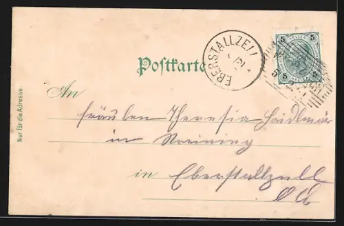 AK Wimsbach /O.-Ö., Marktplatz mit Brunnen, Panorama