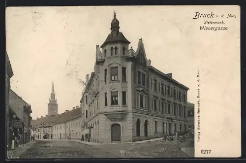 AK Bruck a. d. Mur, Wienergasse mit Wohnhäusern