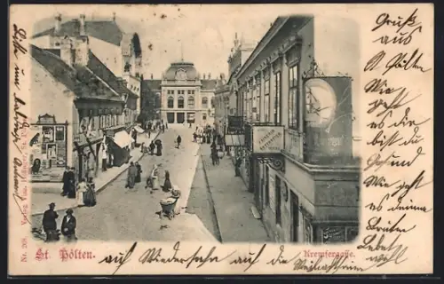 AK St. Pölten, Kremsergasse mit Hotel Kaiserin Österreich aus der Vogelschau