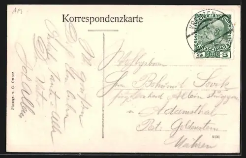 AK Kreuzen /Ob.-Ö., Ortspartie mit Kirche