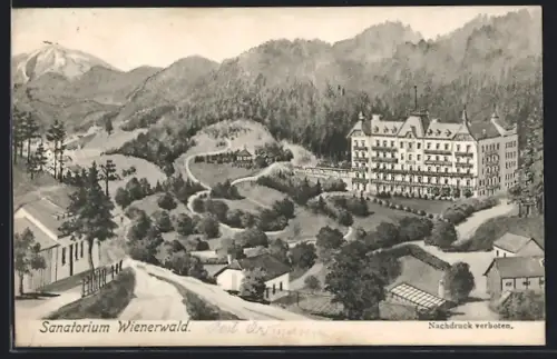 Künstler-AK Pernitz /N. Ö., Sanatorium Wienerwald mit Parkanlage und Strasse