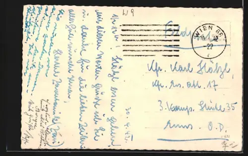 AK Wien, Reichsbank-Hauptstelle mit Zufahrt