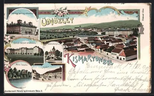 Lithographie Kismarton, Cs. es. kir. Katonai alrealtanoda, Maria templom, Föter