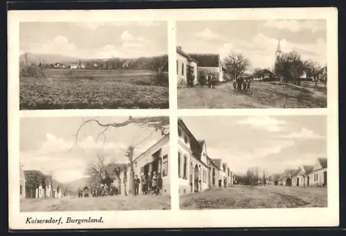 AK Kaisersdorf /Burgenland, Strassenpartien mit Geschäftshaus, Ortspanorama aus der Ferne