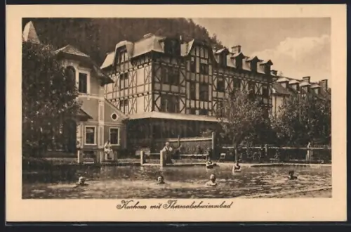 AK Bad Einöd, Kurhaus mit Thermalschwimmbad und Schwimmern